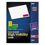 Averyamp;reg; High-Visibility Labels for Laser Printer, 1 x 2-5/8, Assorted Neons, 450/Pack