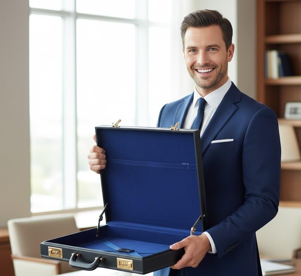 Masonic Regalia Apron Briefcase - Black imitation leather with gold locks in Grand, Half, Provincial & MM/WM