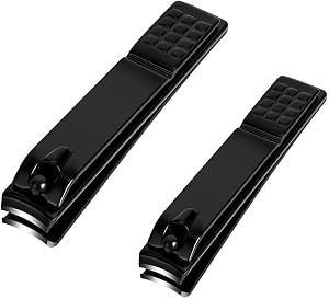 Fingernail Toenail Clippers Set Black Stainless Steel Nail Clippers for Men Women 2-Piece Large Small Professional Nail Cutter