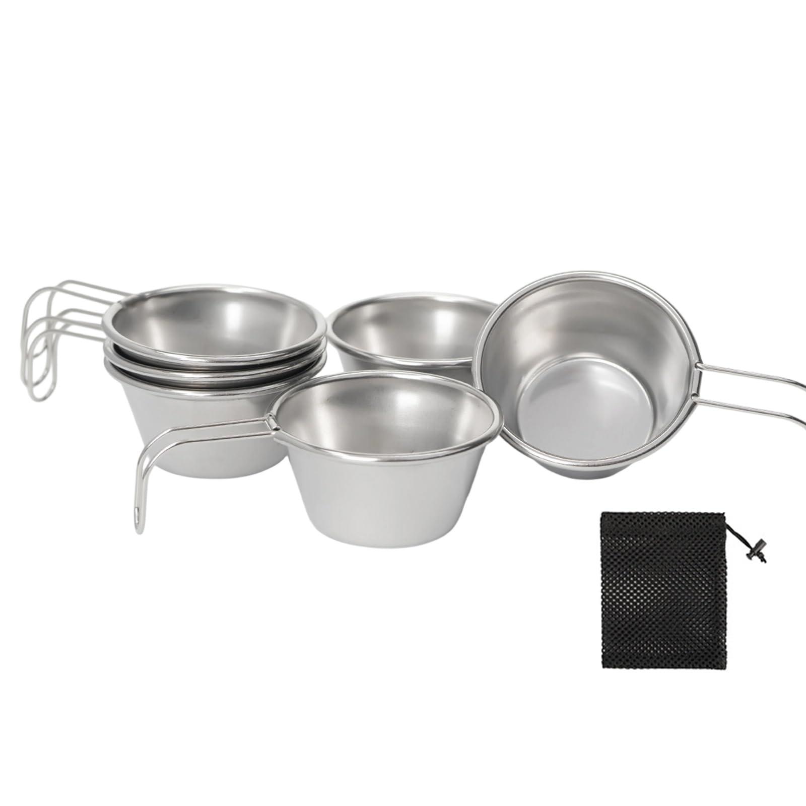 MALSSE Multifunctional Outdoors Cookware Stainless Steel Cup Portable Hook Handle for Camping Hiking Essential Stainless Steel Camping Cup
