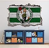 Basketball Boston Team Wall Decals Art 3D Smashed Custom Fan Celtics Wall Decor Bedroom Garage...