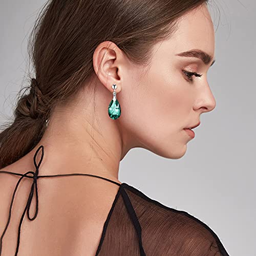 12 Pairs Multi-Color Dangle Clip Earrings Set For Women Rainbow Crystal Earrings Crystal Dangle Drop Earrings (Waterdrop) #TOP2