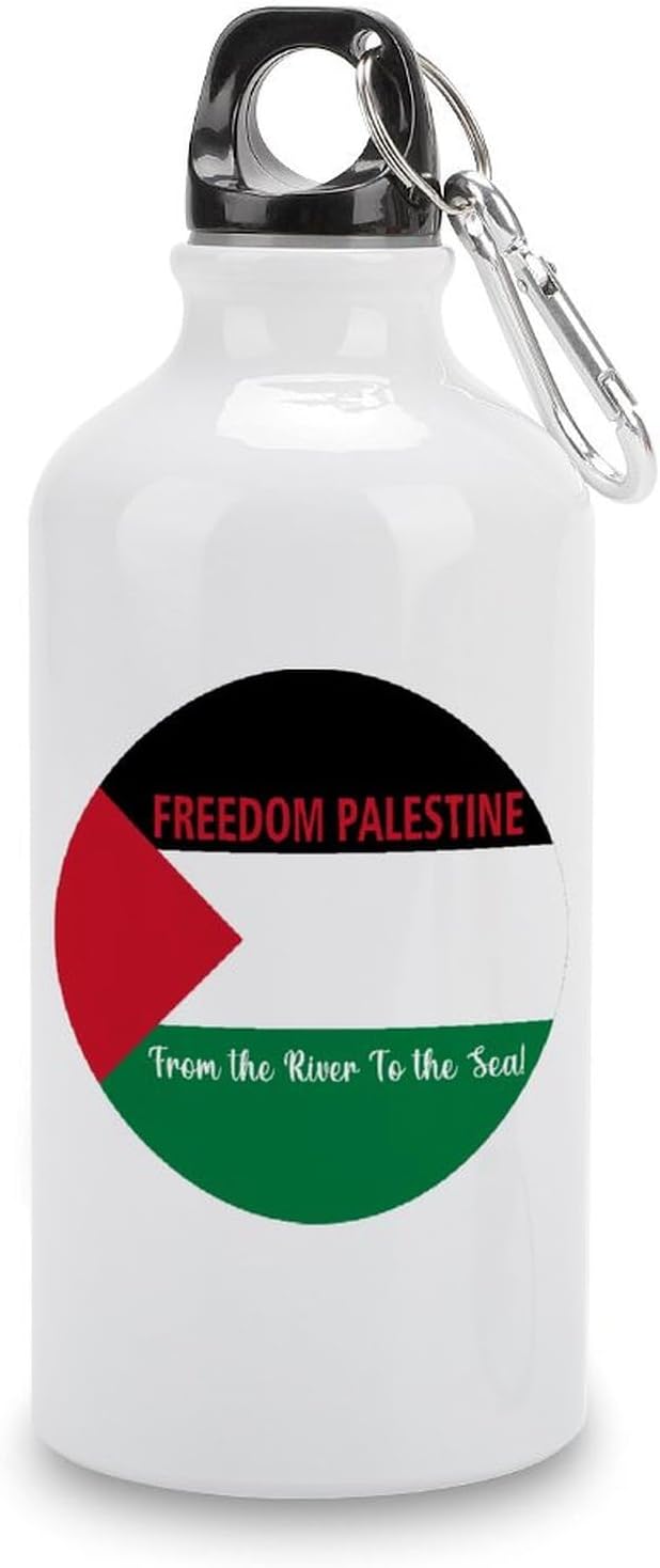 From The River To The Sea Water Bottles Palestine National Flag Water Bottles Insulated 14 OZ Portable Bike Water Bottle for Hiking Camping Survival Travel