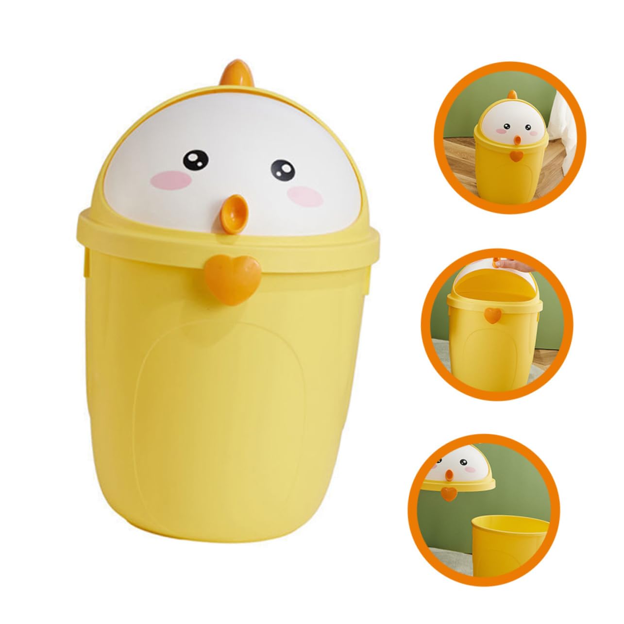 PRETYZOOM Cute Chick Trash Can Lid Decorative Waste Bin for Home Office Odor-Blocking Design Versatile Storage Container for Bedrooms and Nurseries