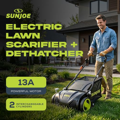 Image of Sun Joe 15-Inch Lawn Dethatcher with Scarifier Blade Reel, AJ805E