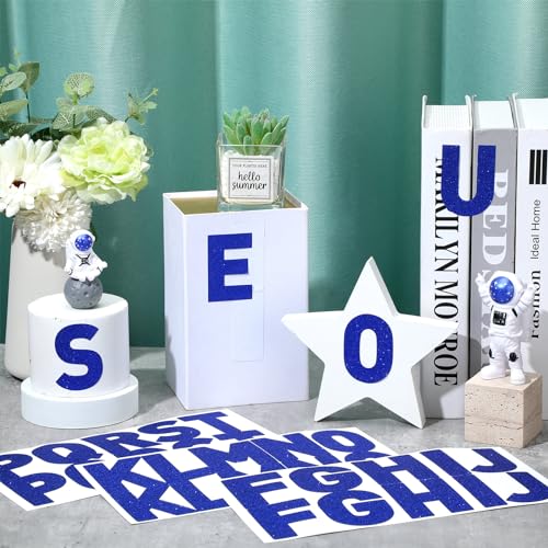 Image of Harloon 232 Pcs Large Glitter Letter Stickers 24 Sheets Classroom Bulletin Boards Decorations Big Font Alphabet Letter Self Adhesive Letters Stickers Back to School Decor DIY Craft(Blue,2.5 Inch)