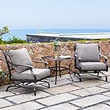 Grand patio 3 Piece Patio Conversation Set, Outdoor Cushion Rocking Chairs with Table (3 PCS)