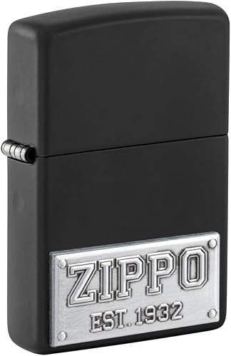 Zippo Zippo License Plate Black Matte Windproof Pocket Fuel Refillable Lighter, BIS Certified