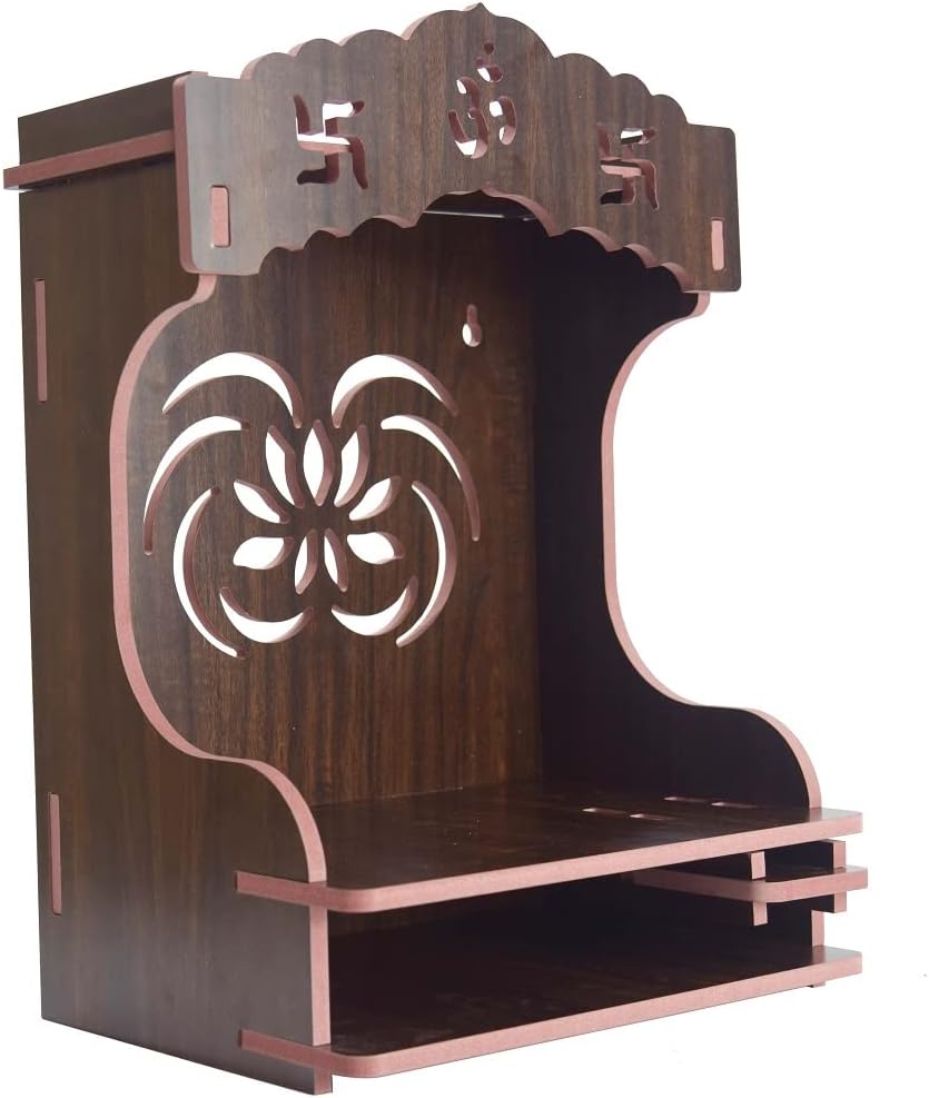 nexat Wooden Door Temple for Pooja Room | MDF Mandir with Door Design | Home Temple for Living Room & Office (456)