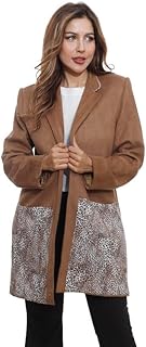 جاكيت شمواه للنساء من فيرست مود، مقاس 46 - لون كافيه