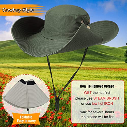 Image of HUAMULAN Wide Brim Sun Hats Men and Women Bucket Safari Fishing Hat for Hiking Garden Lawn Work Camping Outdoor