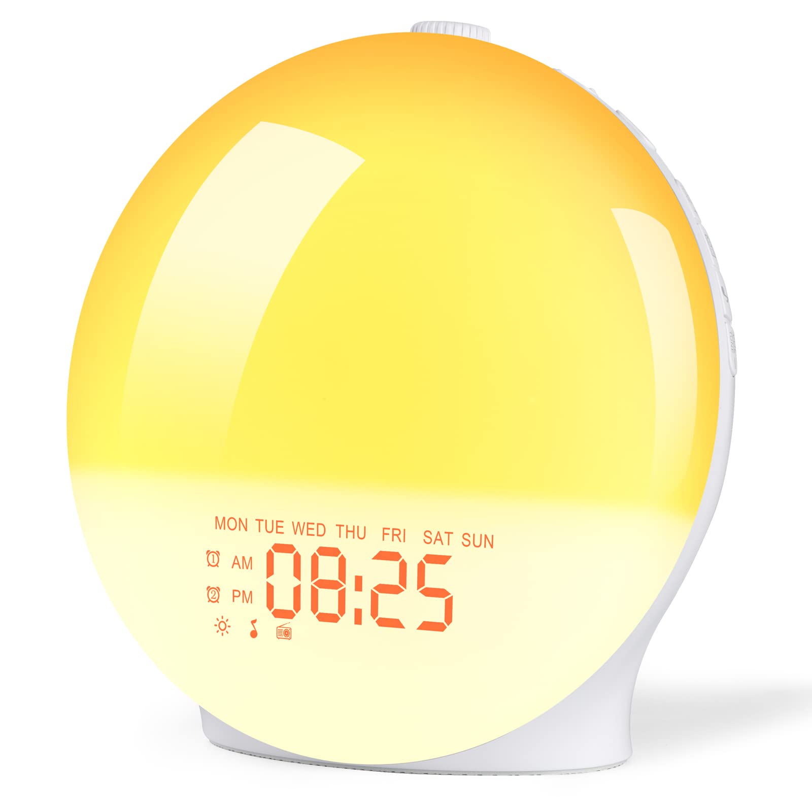 Alarm Clock Wake Up Light,Light Alarm with Sunrise/Sunset Simulation Dual Alarms and Snooze Function, Digital Alarm Clock for Bedrooms Radio Heavy Sleepers Adults Kids,8 Nature Sounds (White)