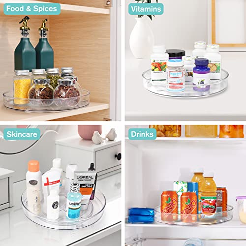 Puricon 2 Pack Lazy Susan Clear Organizer For Cabinet Pantry Storage, Rotating Tray For Fridge Bathroom Living Room Kitchen Spice Rack Organization, Acrylic Turntable For Cosmetics Perfumes, 10.5 In #TOP3