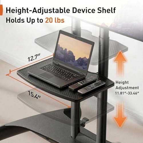 Perlegear Mobile TV Cart for 32-82 Inch Flat/Curved LED/LCD/OLED TVs Rolling TV Stand with Height Adjustable Shelf Max VESA 600x400mm up to 100lbs- Outdoor TV Stand Trolley with Wheels PGTVMC05-1 by Perlegear - Image 5