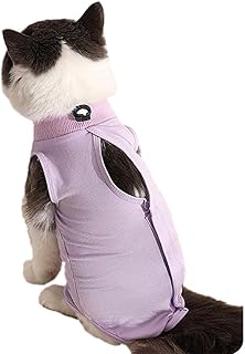 Cat Recovery Suit for Abdominal Wounds or Skin Diseases, Puppy Kitten Surgery Recovery Suit, Cats After Surgery Wear, Cat Medical Vest (Large, Purple)