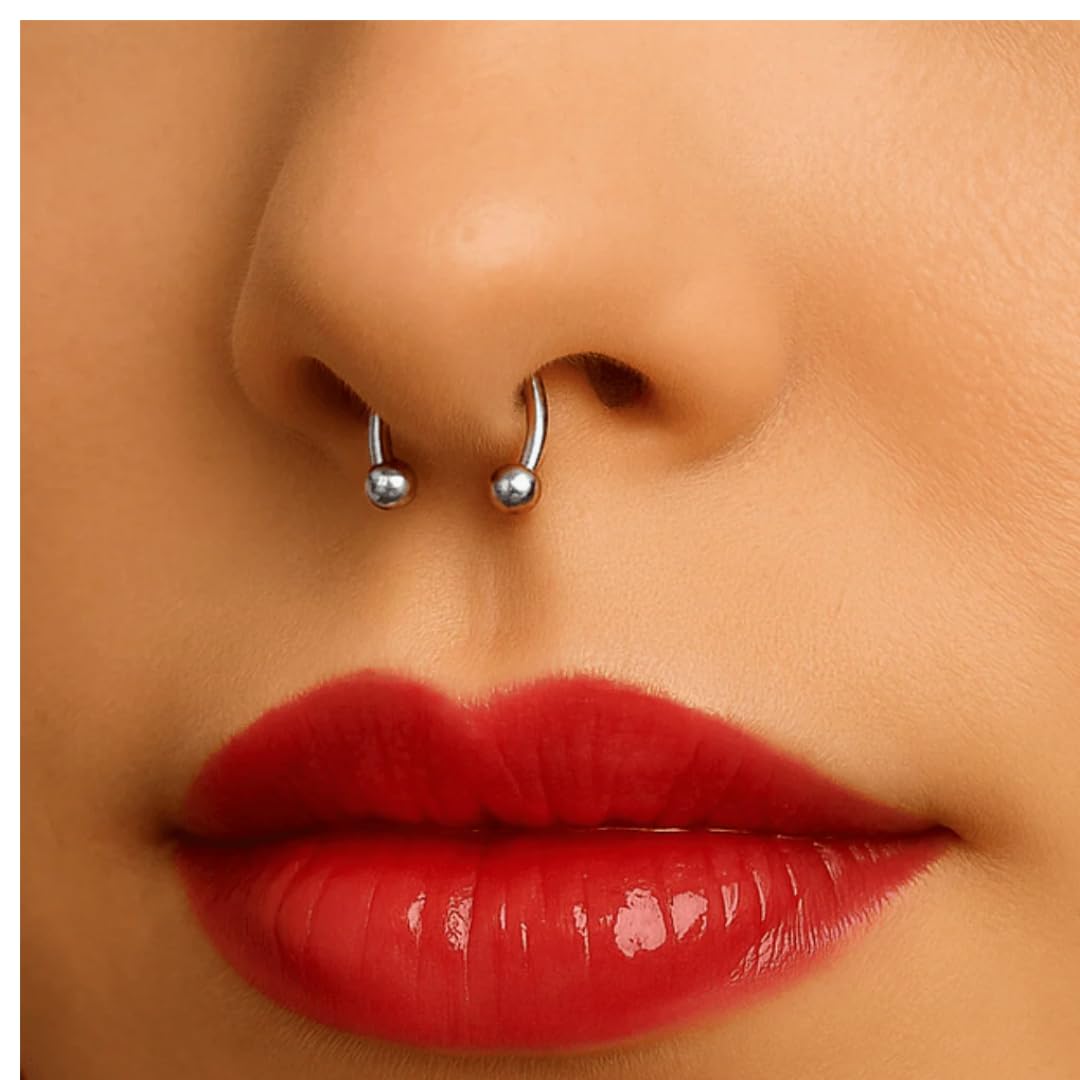 316L Edelstahl Innengewinde Hufeisen Circular Barbell CBB Ring Sterling Silber überzogen mit Kugelenden Hypoallergener Septum Nasenring Helix Daith Knorpel Piercing Schmuck