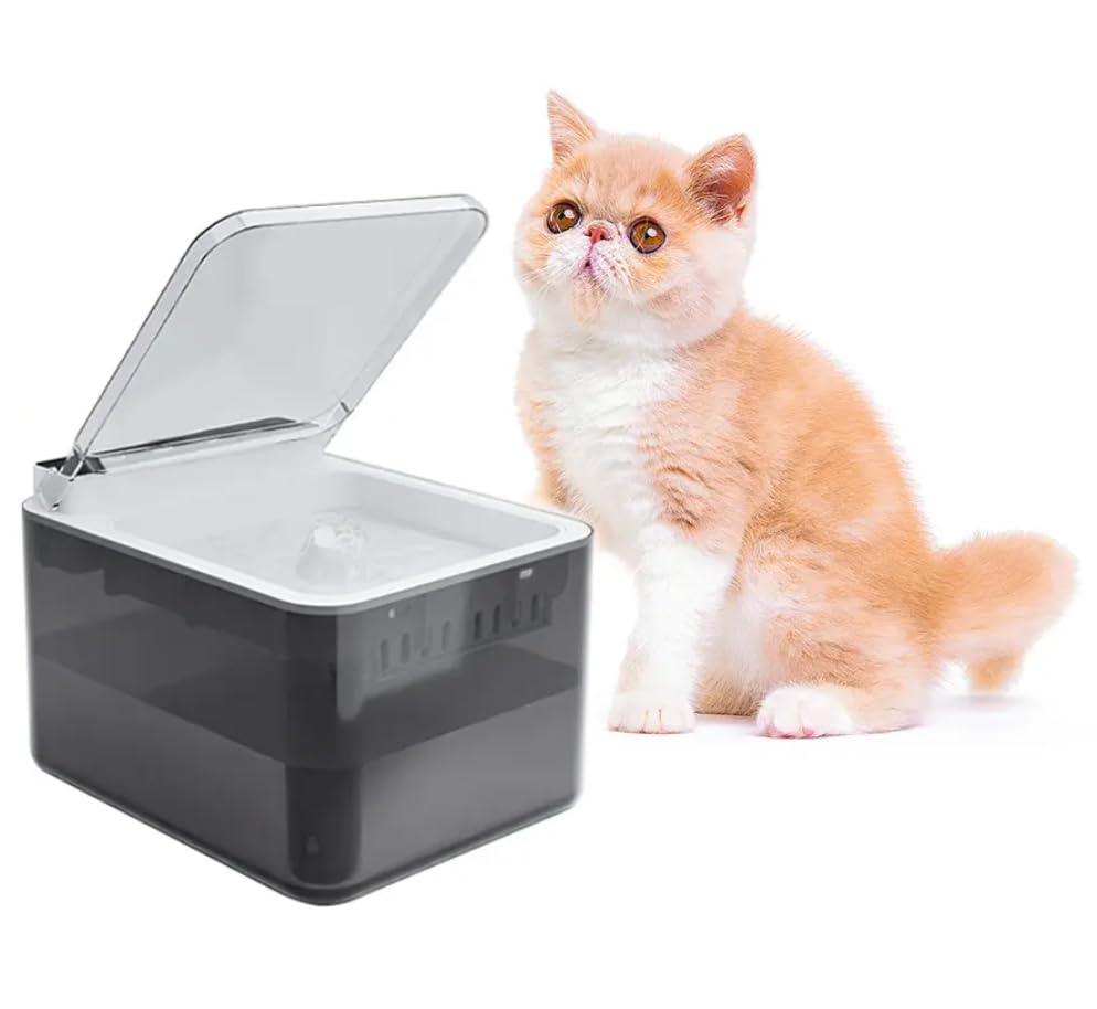 Dustproof Automatic Cat Water Fountain, Smart Auto Cat Fountain for Drinking with Infrared Sensor Cover, Electric Pet Dispenser with Easy Clean Bowl for Cats and Small Pets Keep Water Fresh