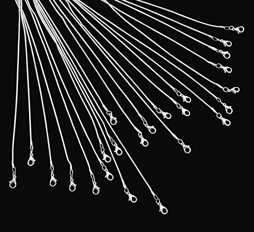 24Pcs Chains For Jewelry Making 20 Inch 925 Sterling Silver Plated 1.2Mm Diy Snake Chain Bulk Link Necklace With Lobster Clasps #TOP3