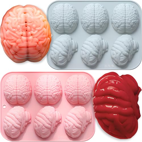 Halloween Silicone Molds Halloween Chocolate Molds 3D Silicone Candy Molds Halloween Baking Mold Halloween Silicone Brain Mold Halloween Hearts Silicone Mold for Candy Cookie Jelly Cake Soap Ice Decor