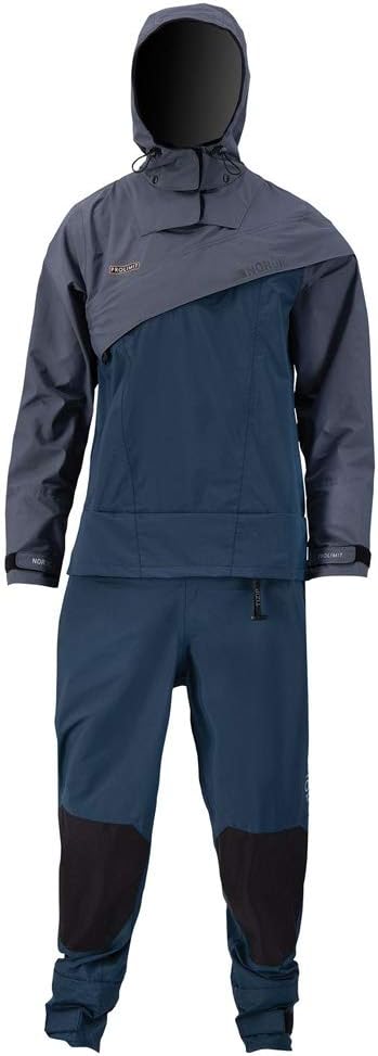 ProlimitMens Nordic Front Zip Hooded Drysuit Dry Suit - Steel Blue Indigo - Lightweight Waterproof Sprayproof