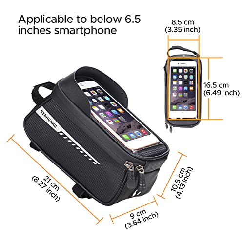 Andeshunk Waterproof Bike Front Frame Bag with TPU Touch-Screen Sun-Visor and Rain Cover - Cycling Storage and Phone Holder for Mountain Bicycles (Fits Phones under 6.5\")