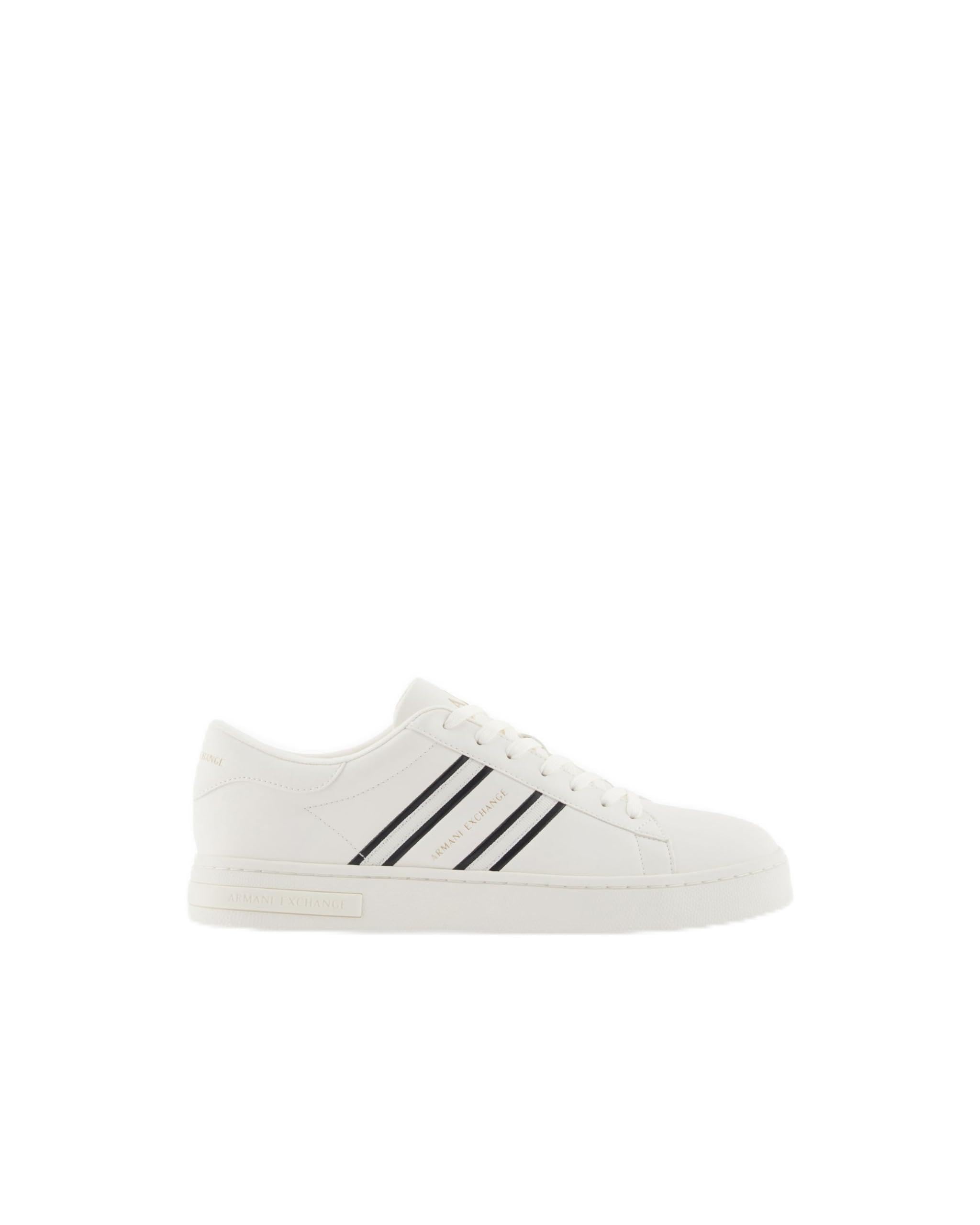 Armani Exchange Men London, Side Stripes, Color Contrast Sneaker, Off White Black, 9 UK