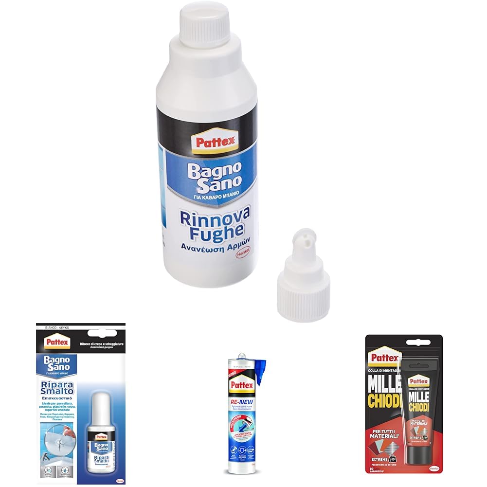 Pattex Bagno Sano Rinnova Fughe, Silicone riempitivo bianco per rinnovare tra le piastrelle, con applicatore a rotella, 1x125ml