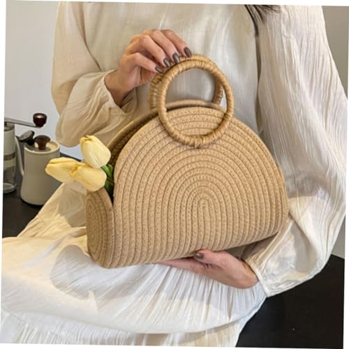 Sac de plage portable en coton pour le shopping et les pique-niques