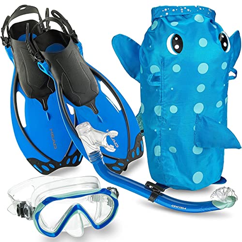 Head by Mares Italian Collection Premium Youth Sea Pals Character Kids Mask Fin Snorkel Set Snorkeling Gear - Ultra-Clear Tempered Glass Lens Snorkeling Set