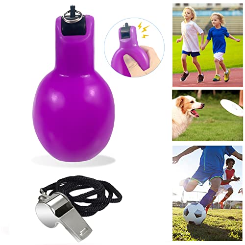Dingfeiyu 1 Stück Handpfeife mit 1 Stück Edelstahl-Sportpfeifen, Trillerpfeife für Trainer, Schiedsrichter, Sportlehrer, Hundetrainer, Trillerpfeife Laut Notfall, Trainer Zubehör Fußball (violett)