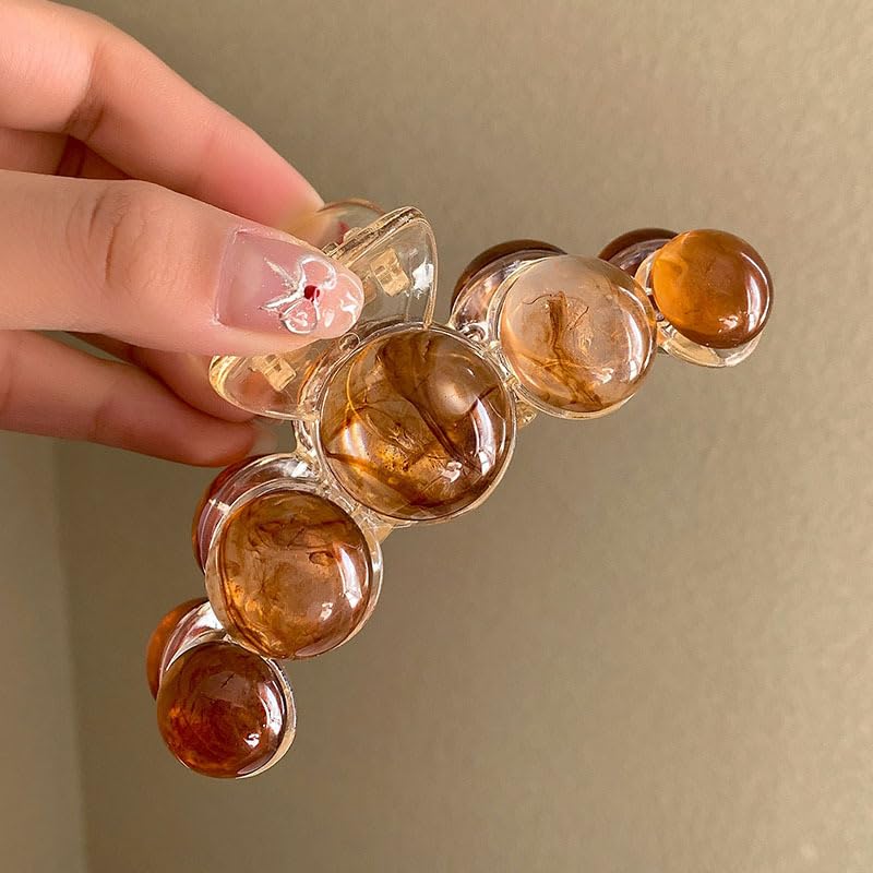 Pinza grande para el cabello con perlas color ámbar miniatura 2
