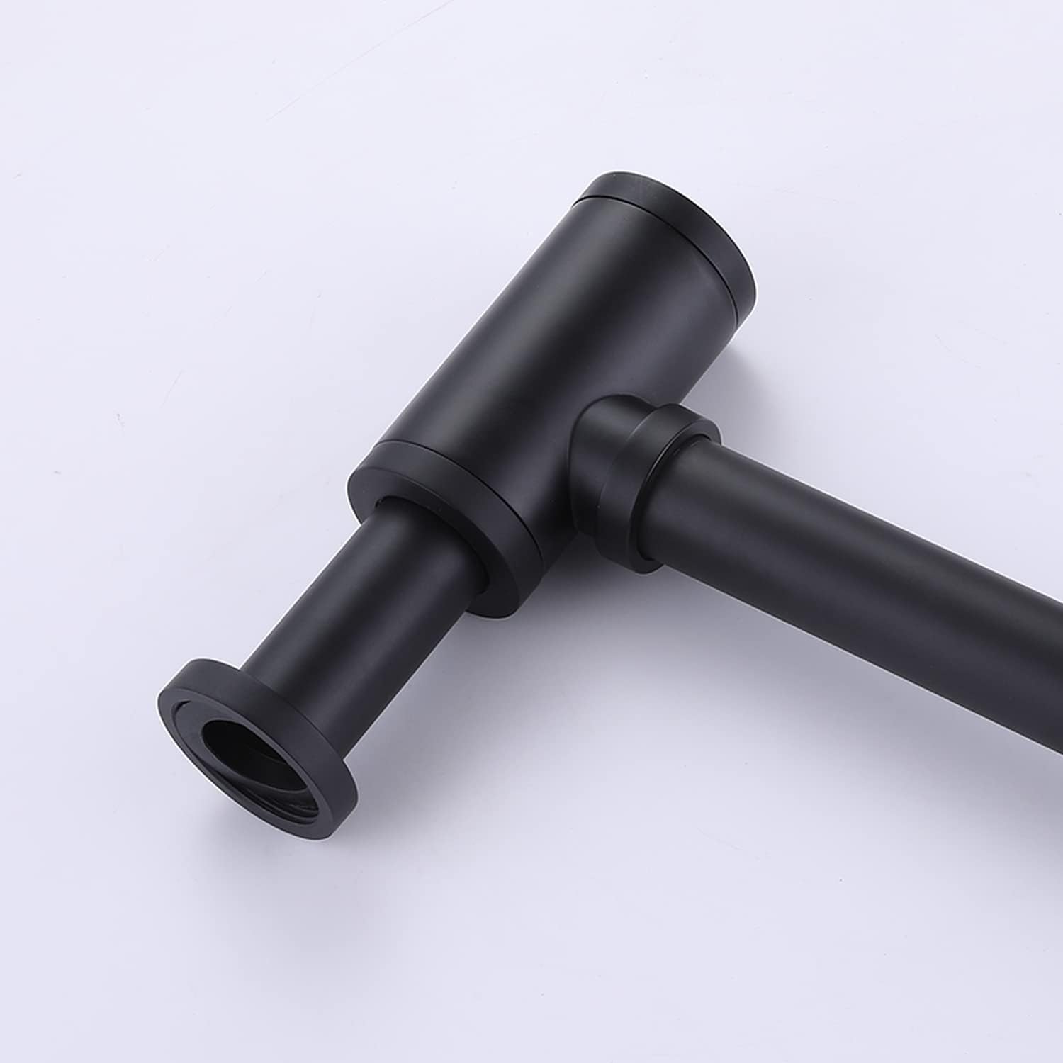Round Bottle P-Trap 1 1/4 Adjustable Bathroom Basin Sink Waste Trap Drain Kit Bathroom Bottle P Trap Waste Pipe, Matte Black