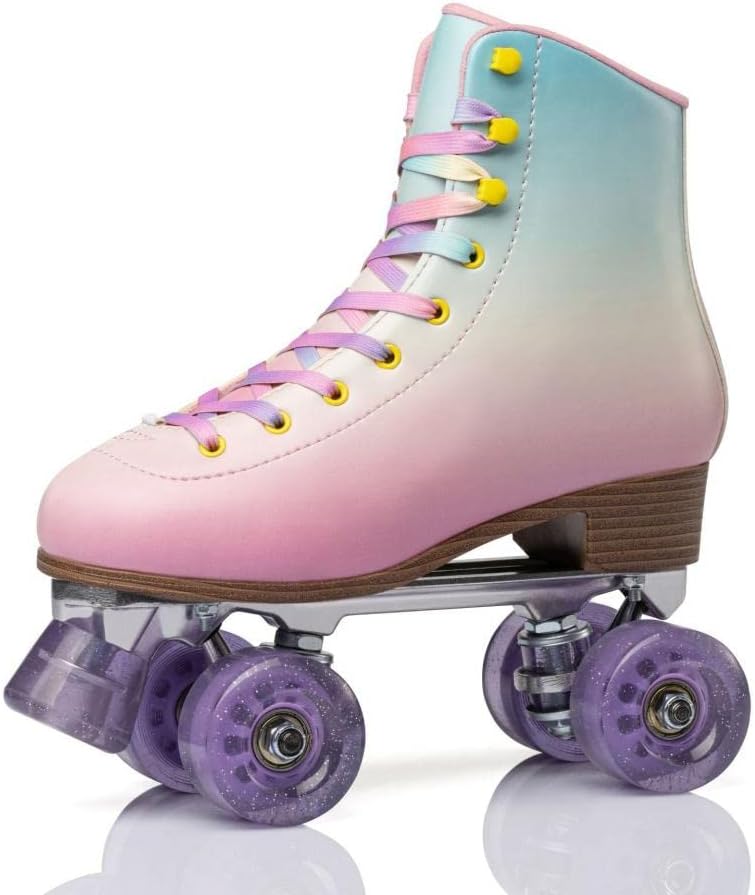 Roller Skates Quad Skates Inline Skates PU Roller Shoes Four Wheel Roller Skates Double Row Skates Breathable Durable Safety Sports Outdoor Kids Adults Students Unisex Advanced Beginner Junior Chalet Roller 22.0-27.0cm