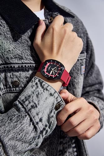 Image of Daniel Hechter Paris Bercy Collection Analog Quartz Watch for Men with Square Dial, Day-Date Display, Crystal Hour Markers and Silicone Strap - DHM1053