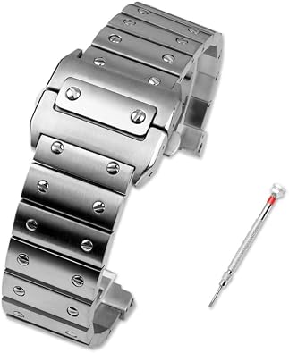 Solid Stainless Steel Watch Band For Cartier Santos 100 Series Mens Wristband Bracelet 23mm Butterfly Buckle Watch Accessories