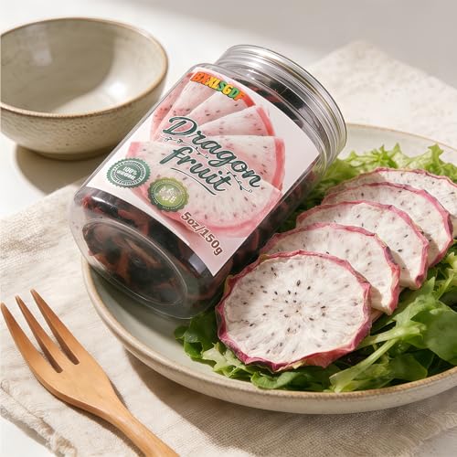 Dried White Dragon Fruit Slices, 5oz (150g) - Unsweetened Exotic Fruit Snacks & Food Toppings - Resealable filling