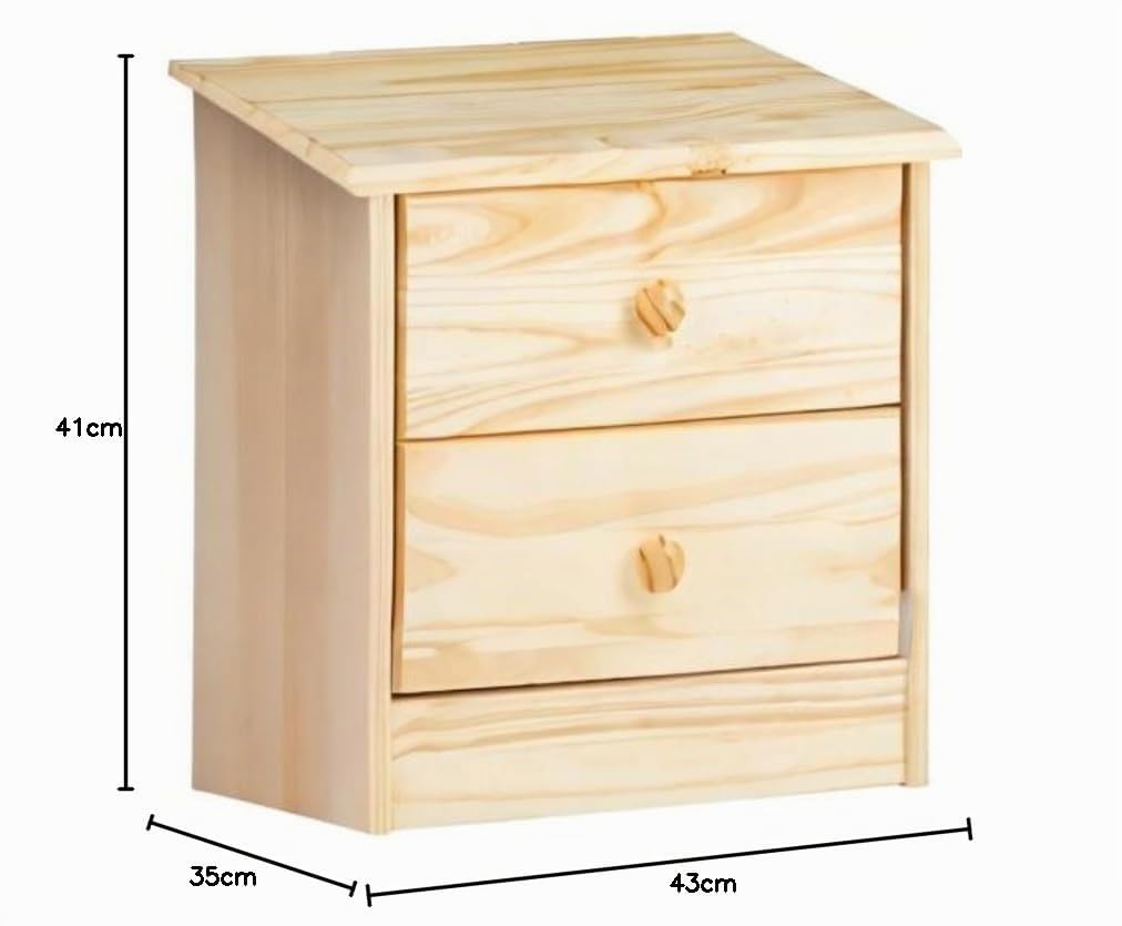 IDIMEX Table de Chevet Rondo avec 2 tiroirs, Table de Nuit en pin Massif, Chevet en Bois Vernis Naturel