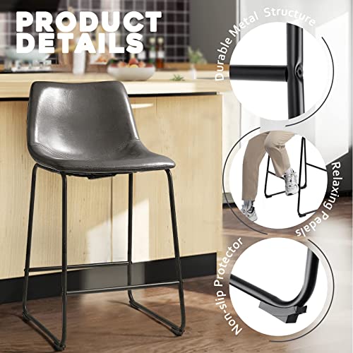 Image of Waleaf 30 Inch Counter Height Bar Stools Set of 2, Faux Leather Bar Chairs