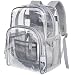 Clear Backpack, Packism Thick 0.6mm Heavy Duty Clear Backpack for School Men Women Reinforced Straps Transparent Backpack for Adults Security Check, Grey