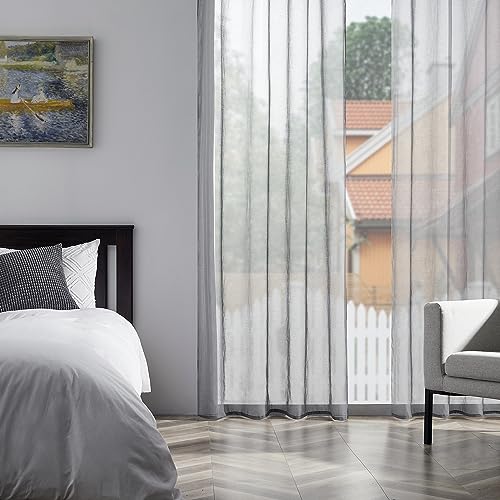 Topfinel Vorhang Grua mit Ösen Halbtransparent Gardinen Vorhang Kinderzimmer Luftige & Lichtdurchlässige Vorhänge Wohnzimmer Streifen 2er… – Ansicht 5