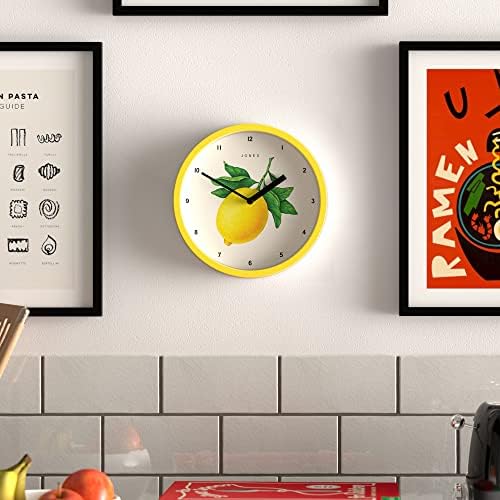 Jones Clocks® Fruit Clock - Round Clock - Small Clock - Kitchen Clock - Office Clock - Modern Design - Designer Clock - Colourful Case - Fruit Art - Fruit Wall Clock (Lemon)