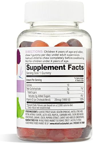 Miniatura 2 de 365 by Whole Foods Market, Gomitas de vitamina D3 para niños, 60 unidades