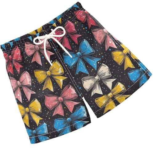 Pigsaly Boys Swim Trunks Vintage 80s 90s Colorful Bow Boys Board Shorts Swimsuit Swimwear Summer Bathing Suit S