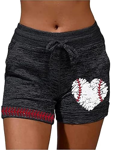 Beddan Baseball Shorts Women Softball Mom Shorts Summer Drawstring Waist Sweat Shorts Casual Gym Running Shorts With Pockets(Grey4,L) #TOP27