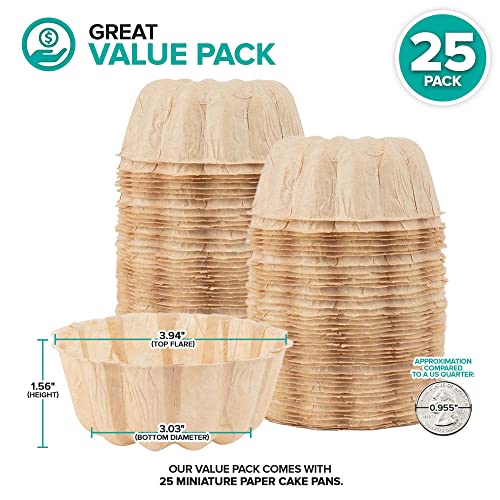 Cake Pans, Mini Fluted Tube Baking Mold, Small Nonstick Bakeware Pan For Pound Cake, Non-Stick Cup Molde For Flanera, Angel Food, Brownie, Muffin, Desert, Scone, Paper, Disposable 4-Inch (25 Pack) #TOP1