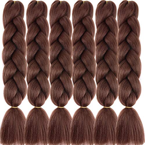 Braiding Hair- 6pcs/pack Pure Brown Synthetic Kanekalon Hair for Braiding Long 24Inch Jumbo Braid Hair Extensions for Women DIY WigS 100g/pc by LDMY - Used condition - CA$16.79