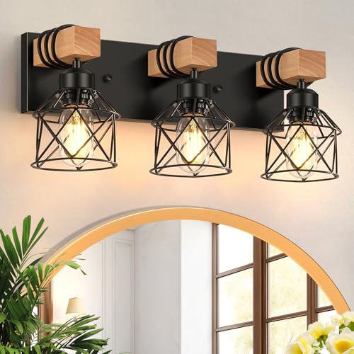 Recopilación de Lámparas para el espejo del cuarto de baño los 5 más buscados. 43 Lámpara de Tocador para Baño 3 Luces, Lámpara de Baño de sobre Espejo E26, Granja Lámpara de Tocador Industrial Negra con Pantalla de Metal para Dormitorio Pasillo Sala de...