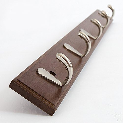 Pallamila KL150004 Home Modern Hook Rack, Coat Rack,Wall Mount, Bamboo and Zinc Alloy (5 Hooks, 24 Inch, Brown)