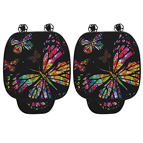 Xoenoiee 2Pcs Premium Mesh Car Seat Cover Butterfly Print Car Front Seat Cushion Cover Pad Mat Protector Memory Foam, Universal Fit Most Cars, Non-Slip Bottom & Storage Pockets #TOP2
