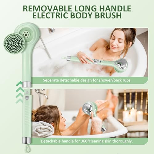 Cepillo Espalda Ducha Eléctrico,Cepillo Ducha Eléctrico,Rotación 360°,6 Cabezales,Ip67,3 Velocidades,Mango Extraíble,Cepillo Exfoliante Corporal Eléctrico Para Masaje,Exfoliante,Limpieza Profunda - imagen 6